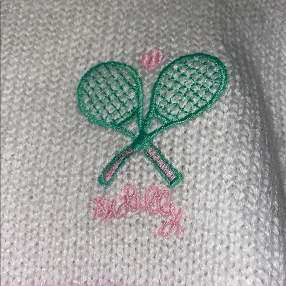 Lilly Pulitzer Womens Small Pink & White Sweater with Embroidered Tennis racket - Picture 8 of 16